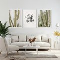Zestaw obrazy w ramie, plakaty - kaktusy,rośliny,tekst - rama biała