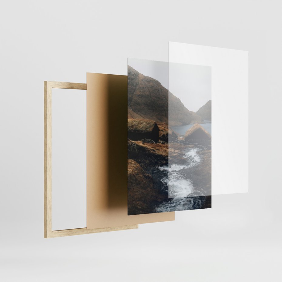 Zestaw obrazy w ramie, plakaty - góry, krajobraz, natura - rama drewno