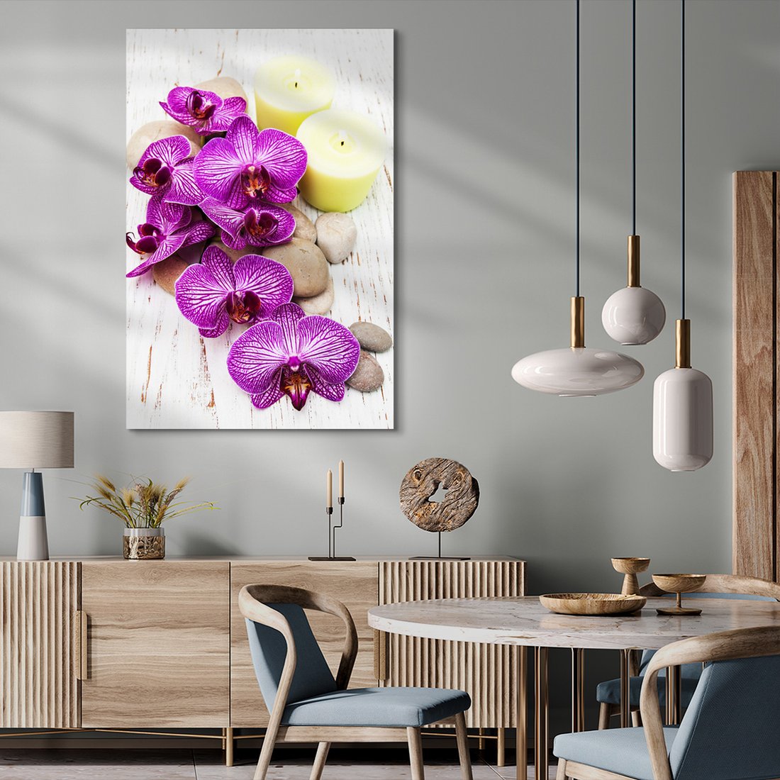 Obraz na płótnie - kwiaty, orchidee, świece