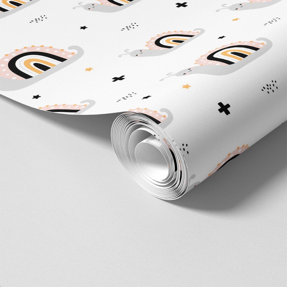 Tapeta - dziecięca, ślimaki, tęcza, gwiazdy