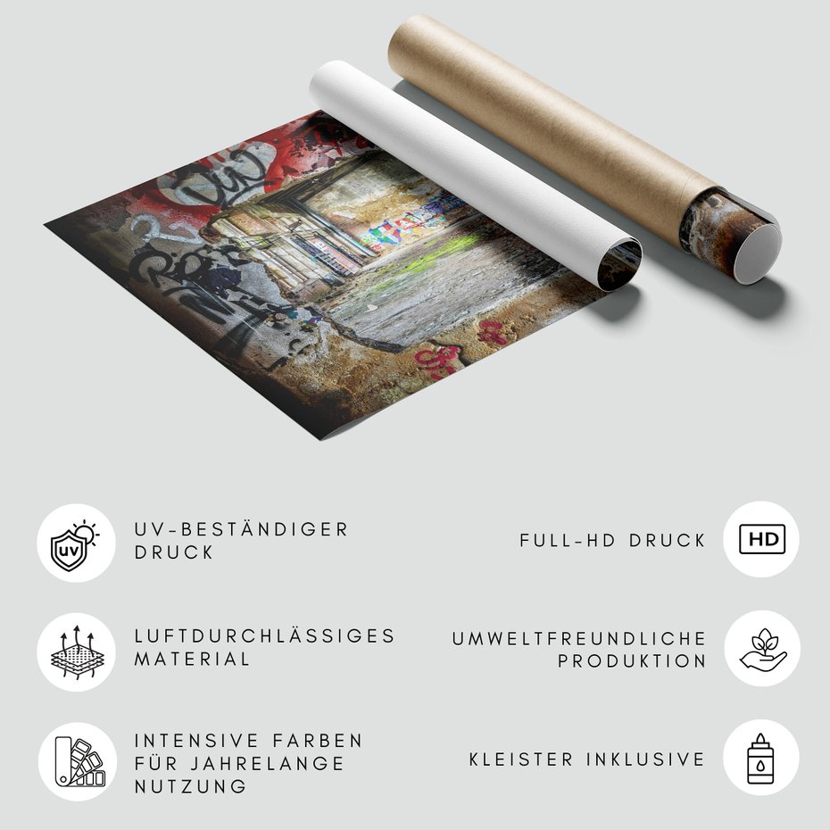 Fototapeta - graffiti, abstrakcja, ruina