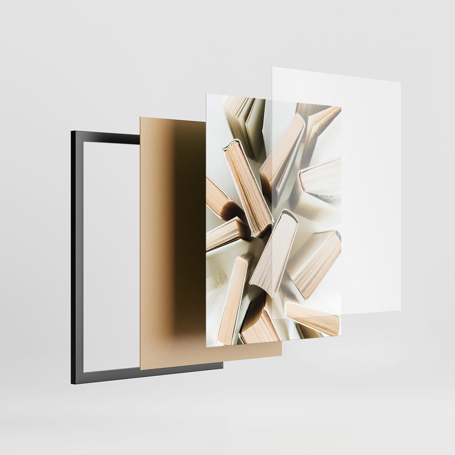 Zestaw obrazy w ramie, plakaty - książki, tekst, ściana - rama czarna