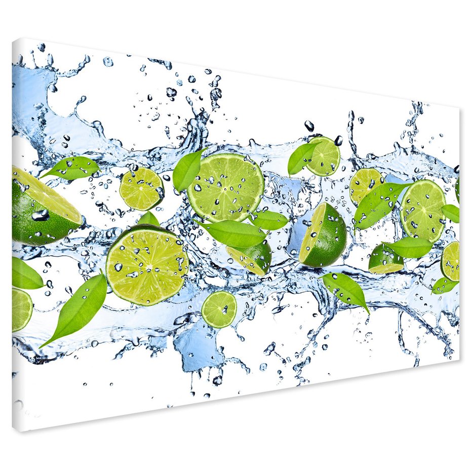 Obraz na płótnie - limonka, woda, liście