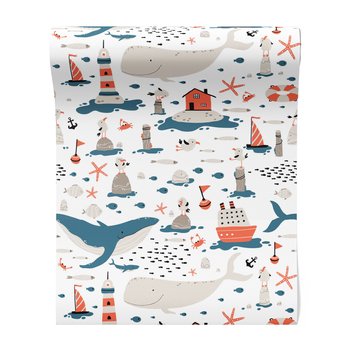 Tapeta - dziecięca, morze, fale, ryby