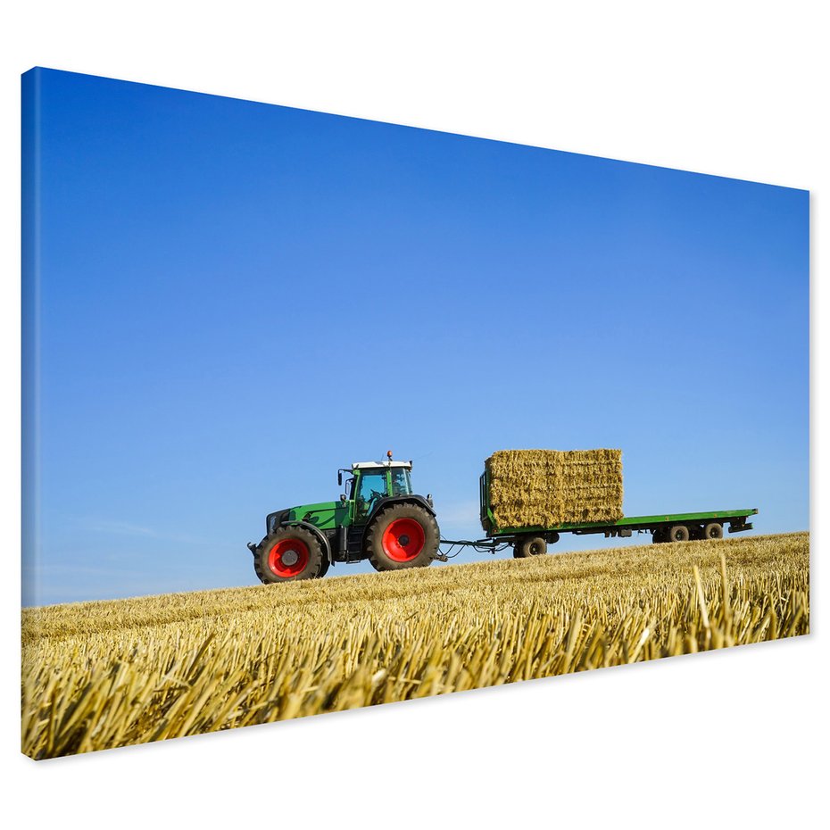 Obraz na płótnie - traktor, pole, niebo
