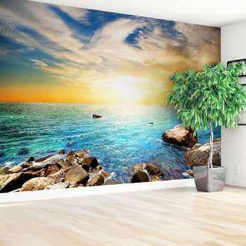 Fototapeta - morze, skały, słońce