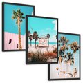 Zestaw obrazy w ramie, plakaty - palmy, plaża, tropiki - rama czarna
