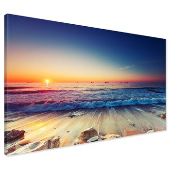 Obraz na płótnie - plaża, morze, zachód słońca