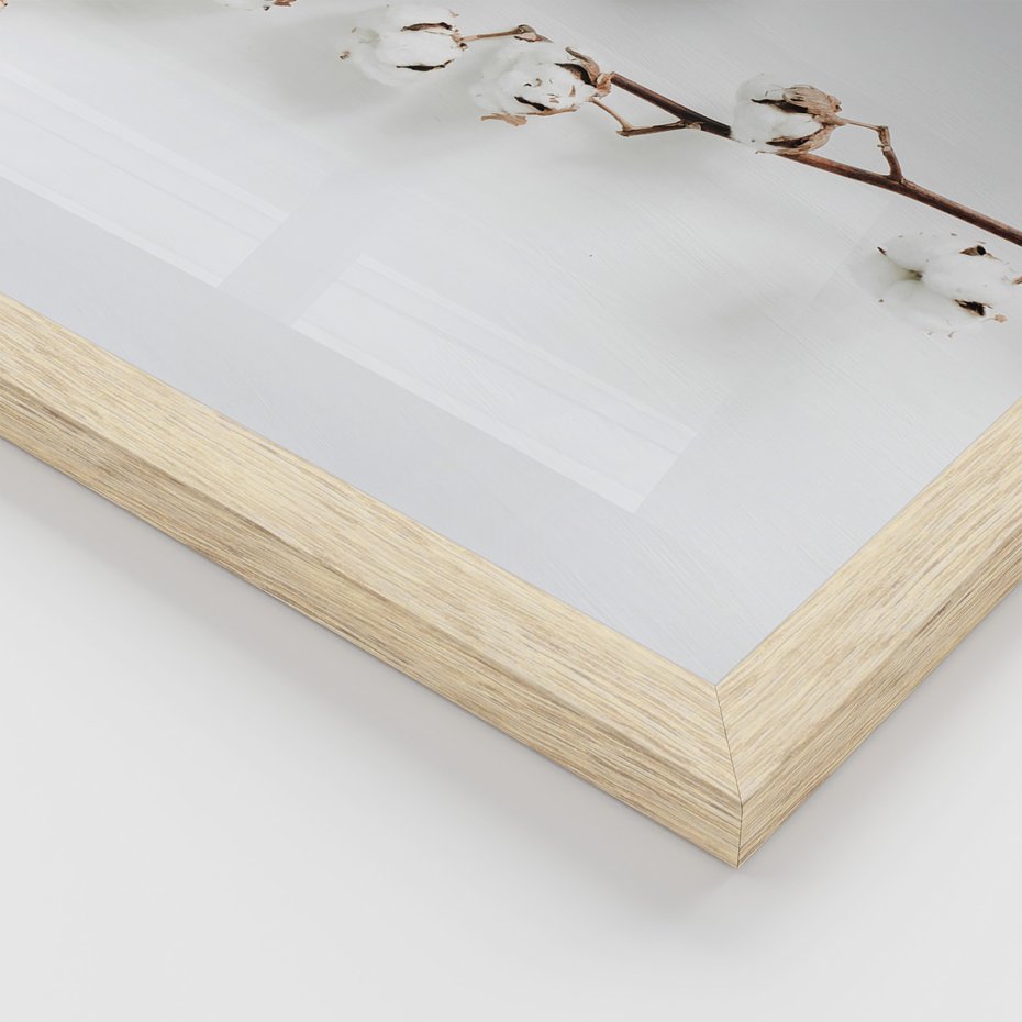 Zestaw obrazy w ramie, plakaty - kwiaty, gałązki, minimalizm - rama drewno