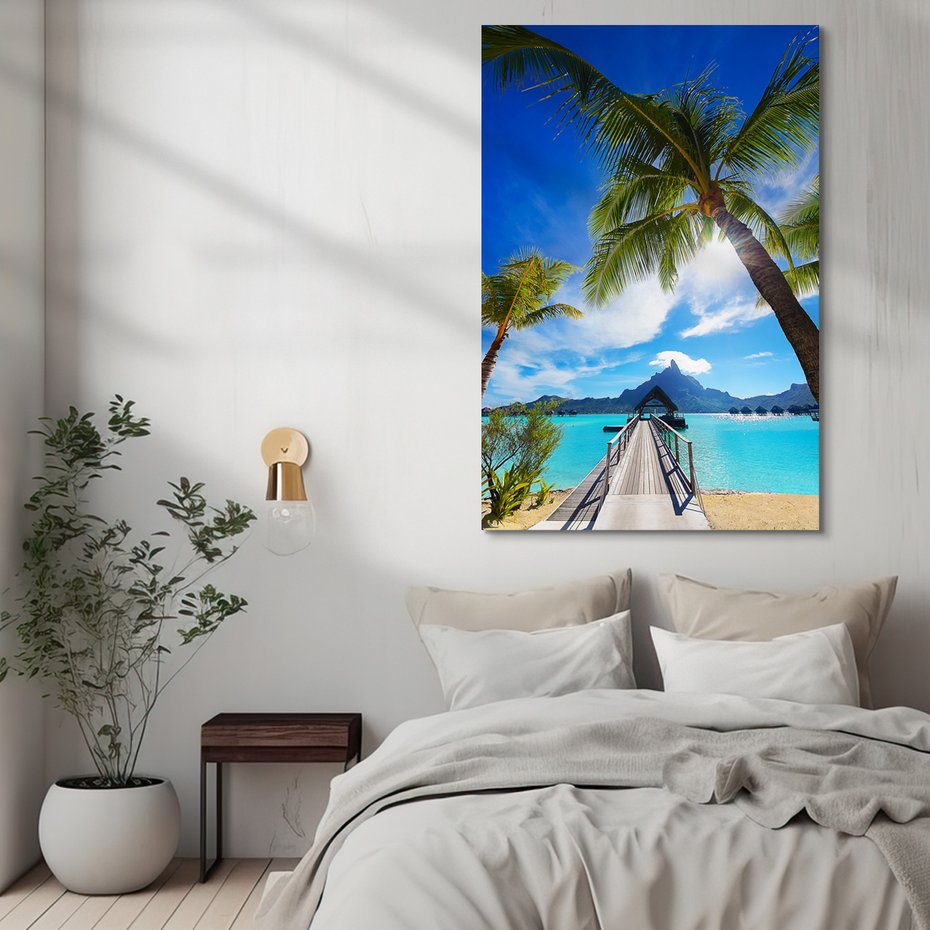 Obraz na płótnie - palmy, plaża, woda