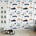 Tapeta - dziecięca, samochody, drzewa, pasy