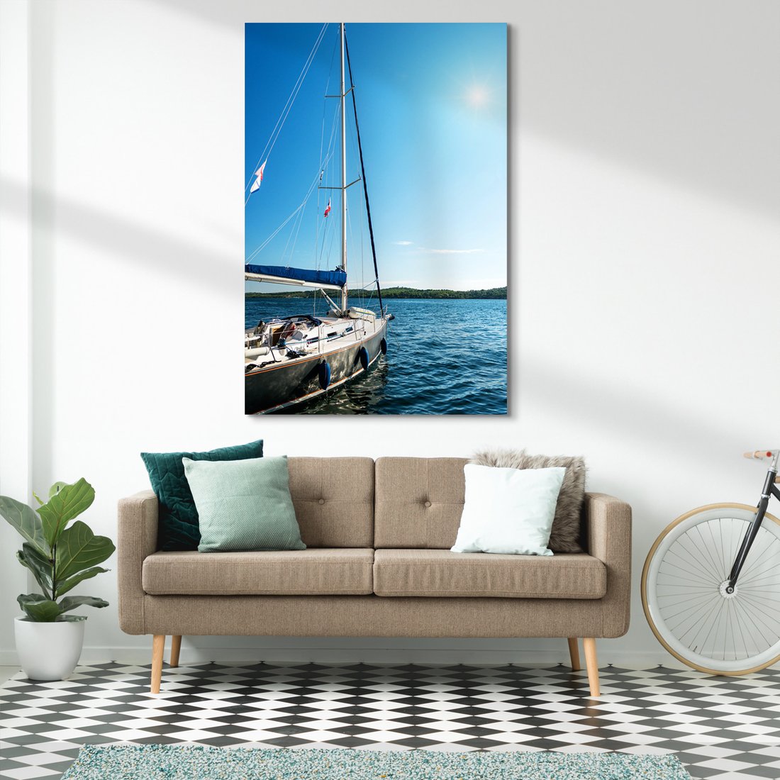 Obraz na płótnie - żaglówka, morze, niebo