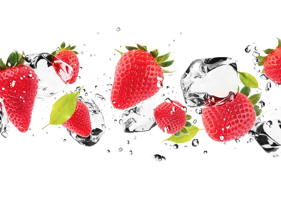 Fototapeta - truskawki, lód, świeżość