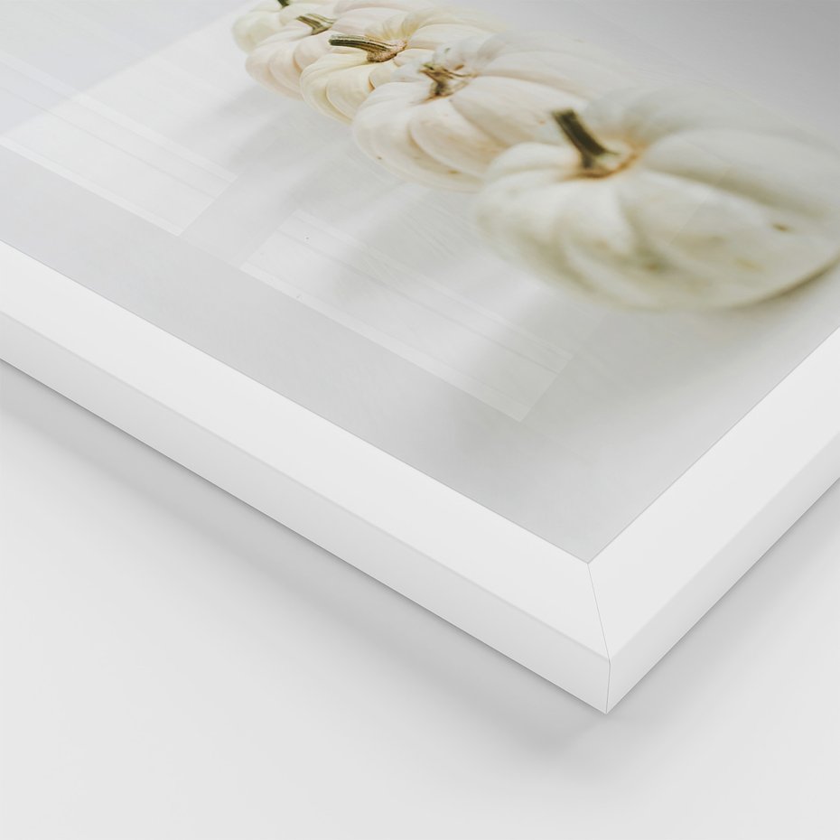 Zestaw obrazy w ramie, plakaty - dynie, jesień, dekoracje - rama biała