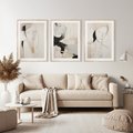 Zestaw obrazy w ramie, plakaty - abstrakcja, portret, minimalizm - rama drewno