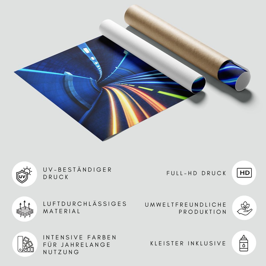 Fototapeta - tunel, światła, droga