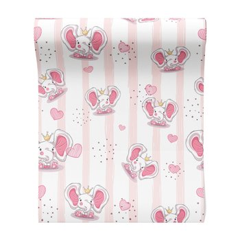 Tapeta - dziecięca, słonie, korony,