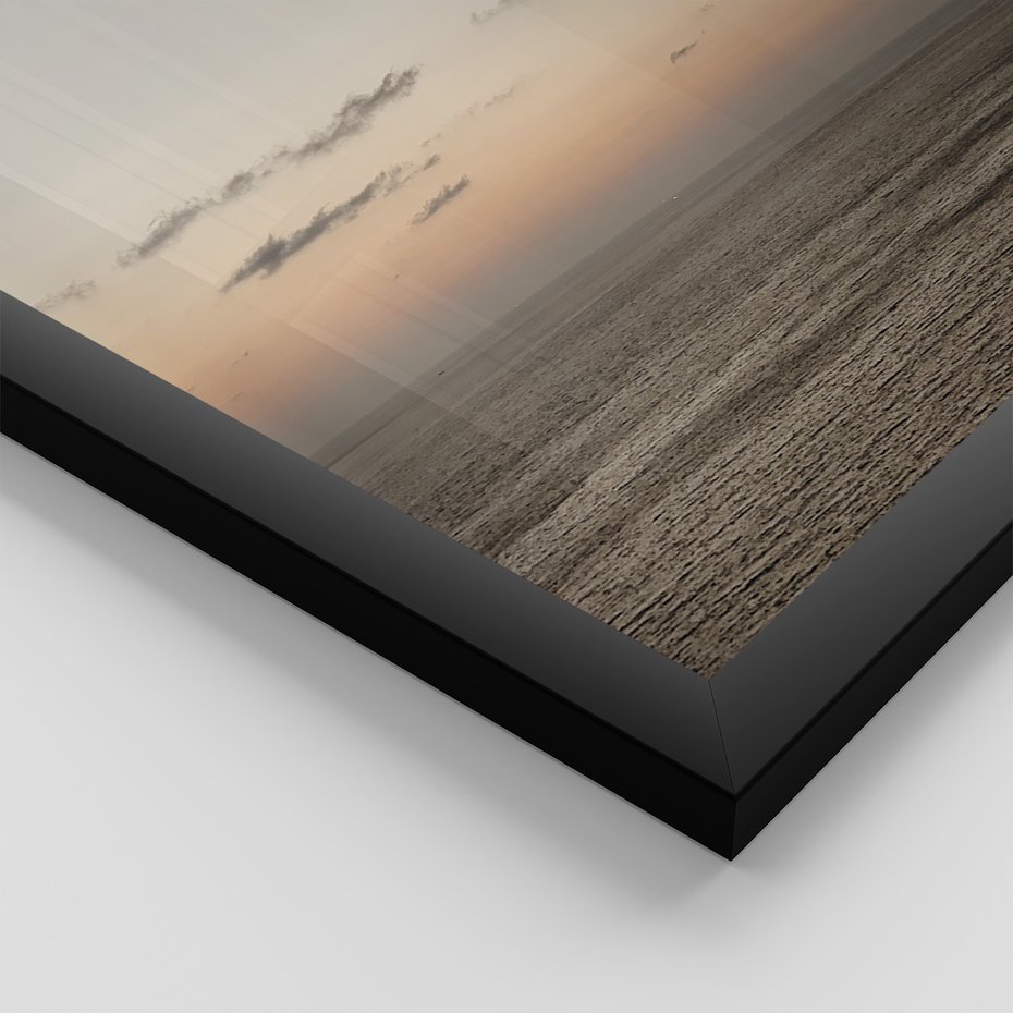 Zestaw obrazy w ramie, plakaty - palmy, ocean, liście - rama czarna