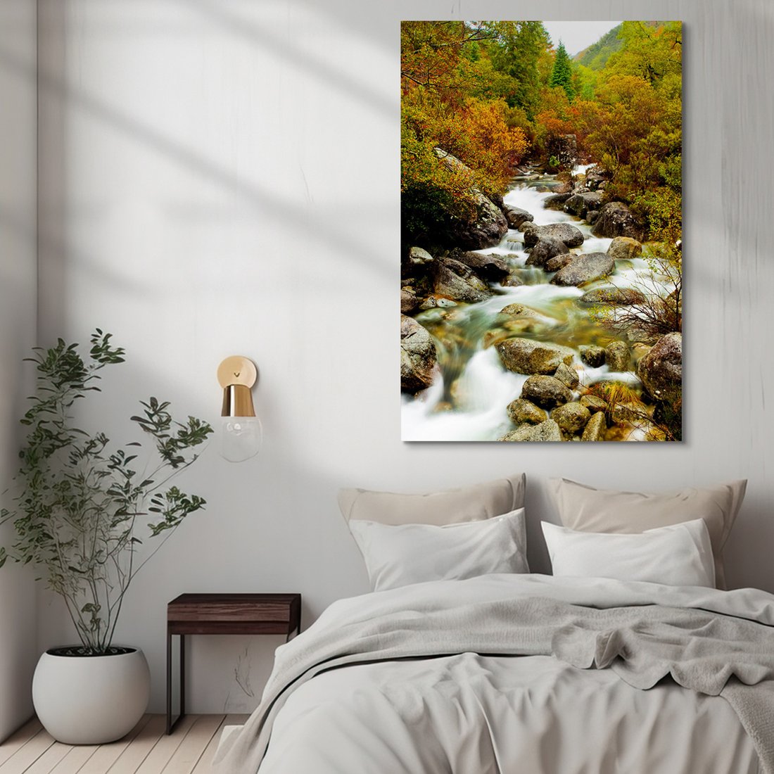 Obraz na płótnie - rzeka, las, kamienie