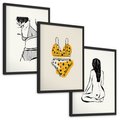 Zestaw obrazy w ramie, plakaty - kobieta, bielizna, ciało - rama czarna