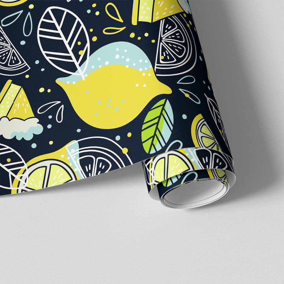 Tapeta - cytryny, ciasto, liście