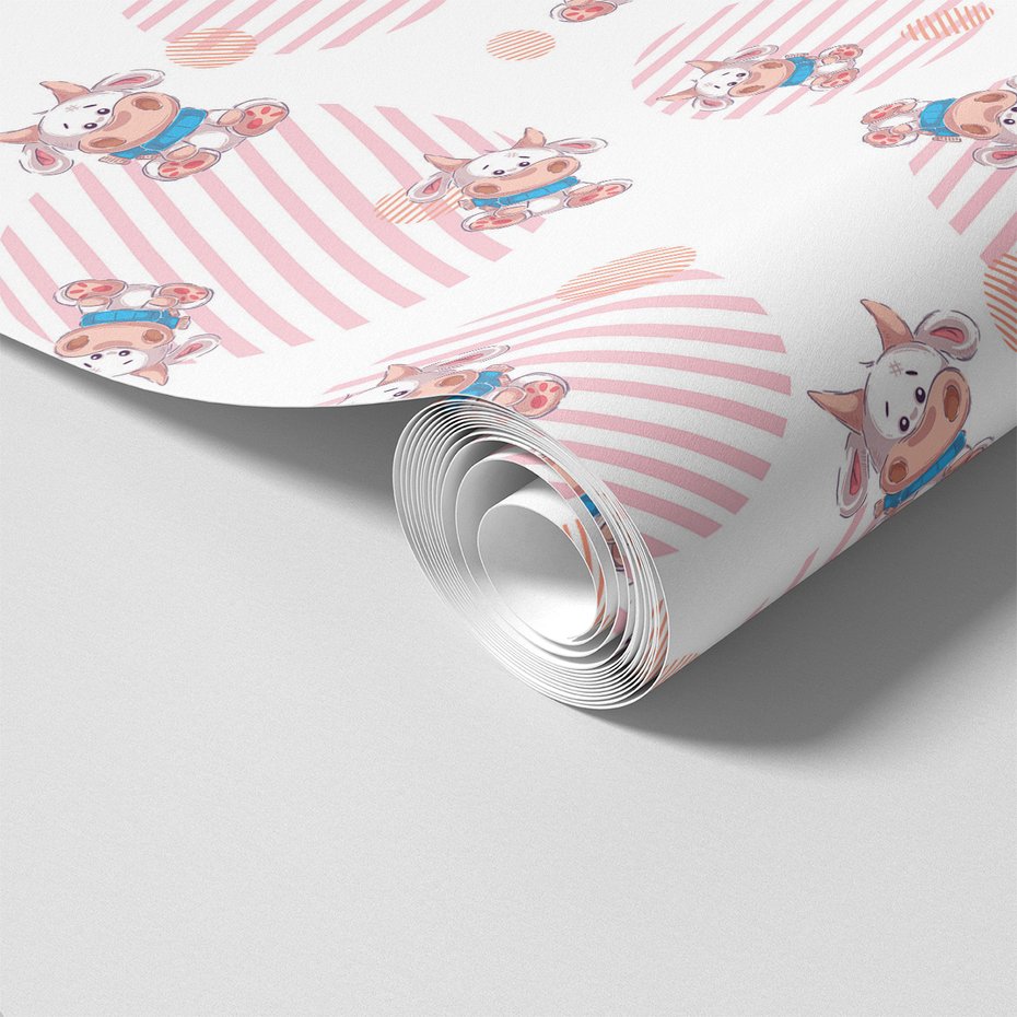 Tapeta - dziecięca, krowa, wzór, tło