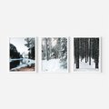 Zestaw obrazy w ramie, plakaty - zima, śnieg, las - rama biała