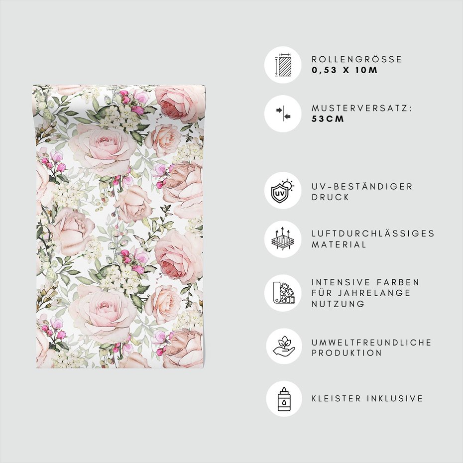 Tapeta - róże, kwiaty, liście