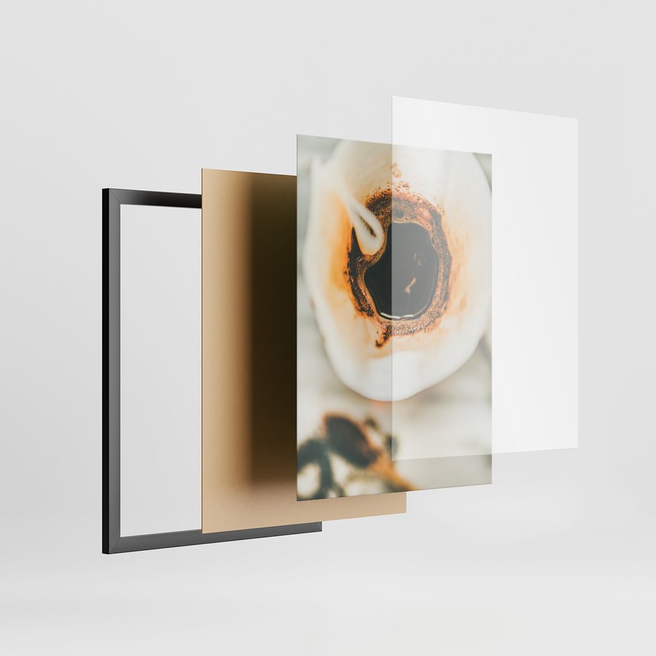 Zestaw obrazy w ramie, plakaty - kawa, napój, filiżanka - rama czarna