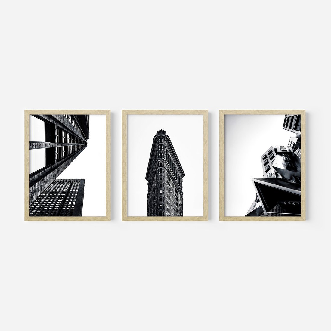 Zestaw obrazy w ramie, plakaty - architektura, budynki, miejski - rama drewno
