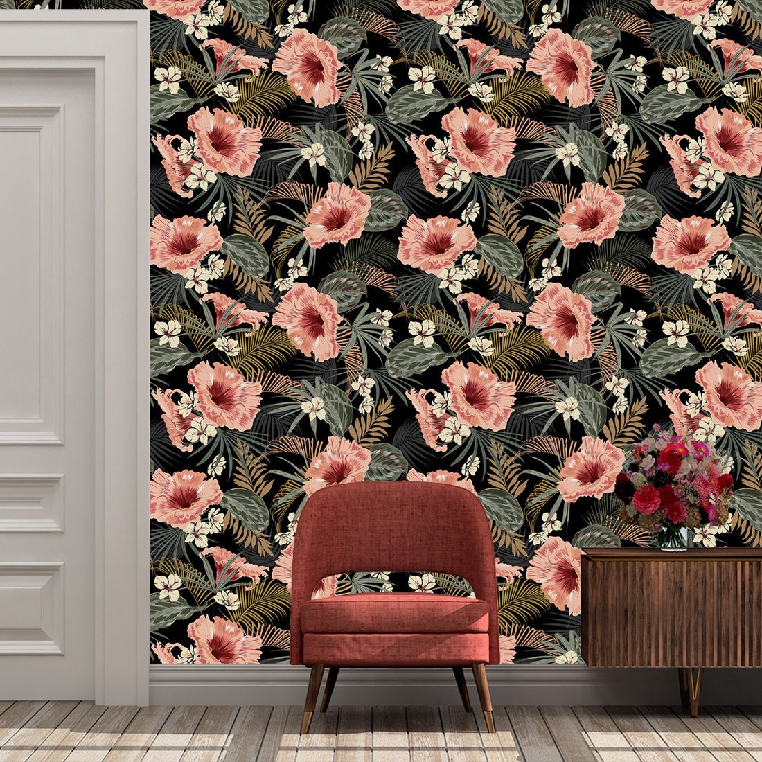 Tapeta - kwiaty, liście, tropiki