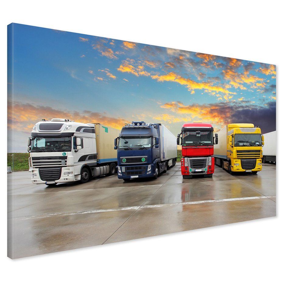 Obraz na płótnie - ciężarówki, transport, niebo