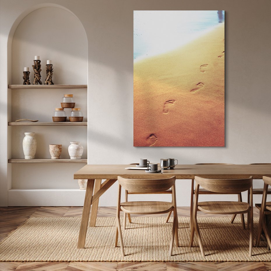 Obraz na płótnie - piasek, ślady, plaża