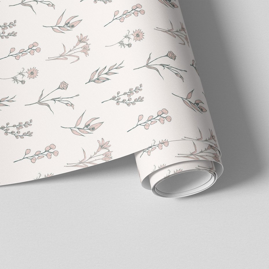 Tapeta - kwiaty, liście, wzór