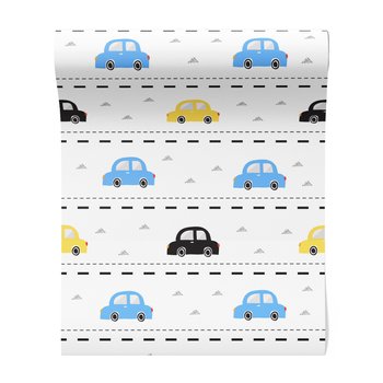 Tapeta - dziecięca, samochody, droga, wzór