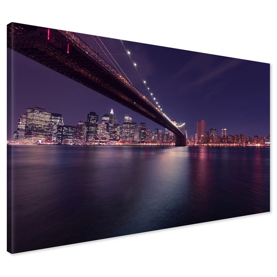 Obraz na płótnie - miasto, most, noc