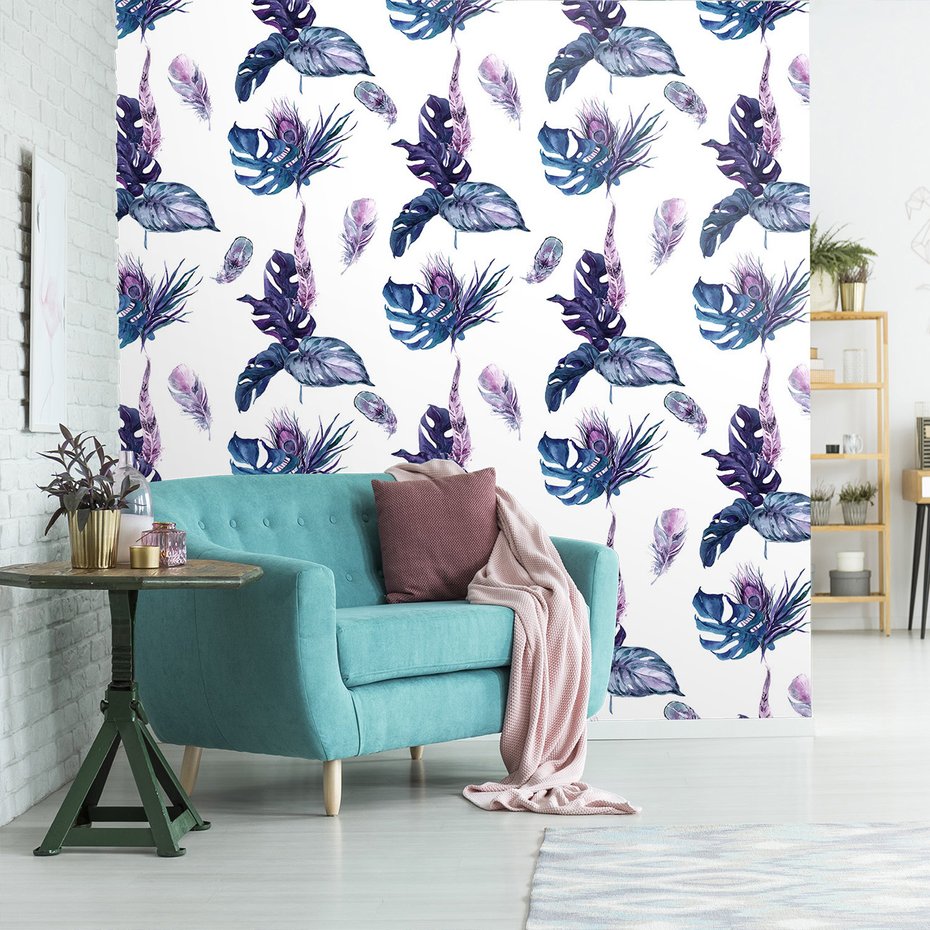 Tapeta - liście, pióra, abstrakcja