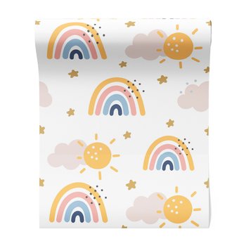 Tapeta - dziecięca, tęcza, słońce, gwiazda