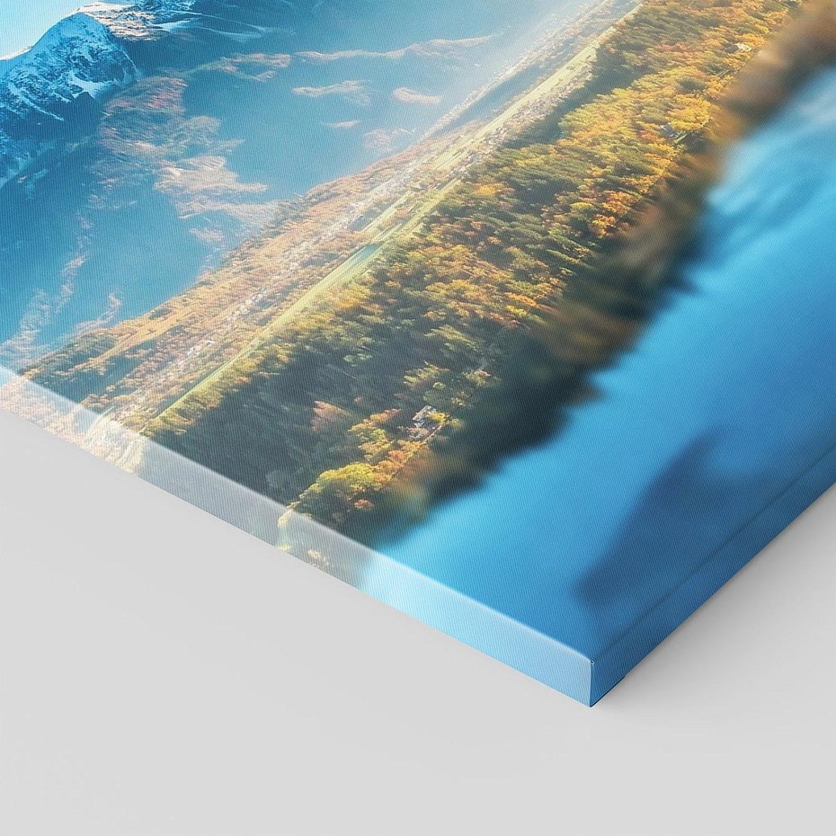 Obraz na płótnie - jezioro, góry, wyspa