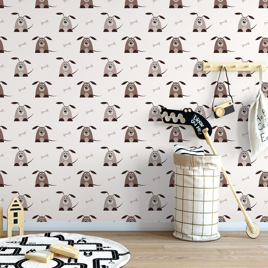 Tapeta - dziecięca, pies, kość,