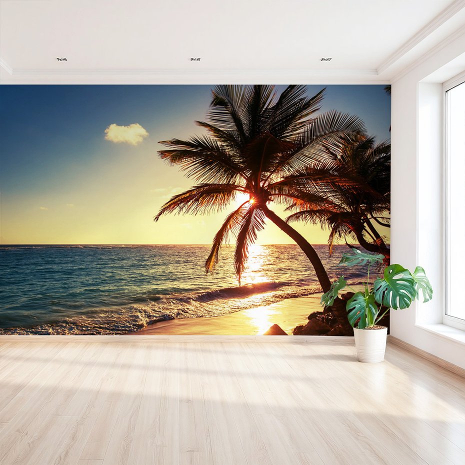 Fototapeta - plaża, palmy, morze