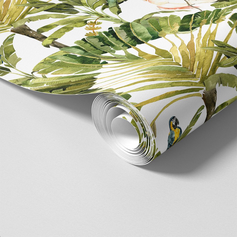 Tapeta - liście, papuga, tropiki