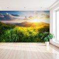 Fototapeta - góry, trawa, słońce