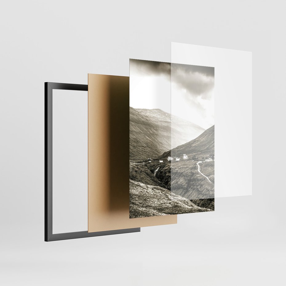 Zestaw obrazy w ramie, plakaty - krajobraz, zwierzę, góry - rama czarna