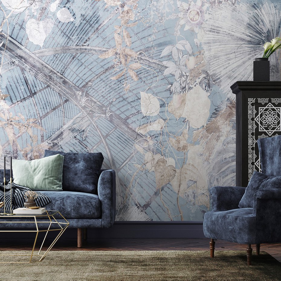 Fototapeta - loft, kwiaty, mural