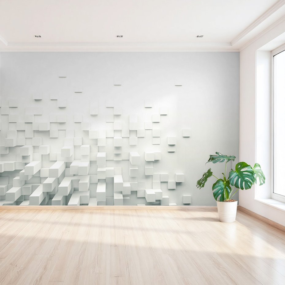 Fototapeta - abstrakcja, sześciany, biały