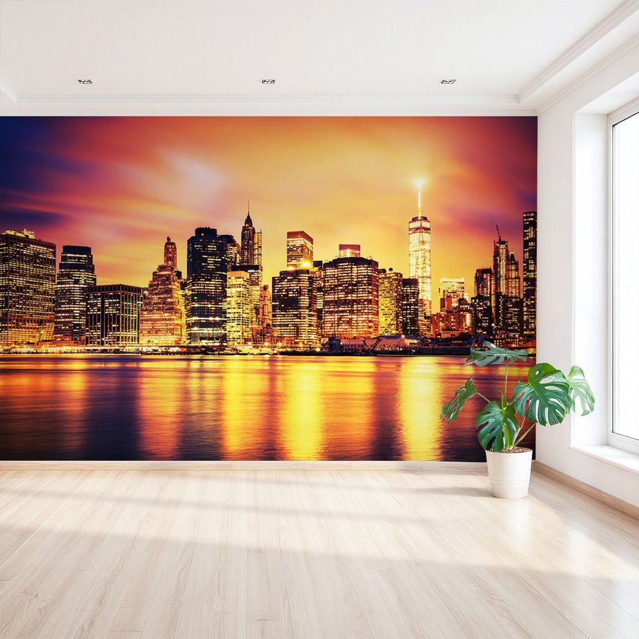 Fototapeta - miasto, noc, woda