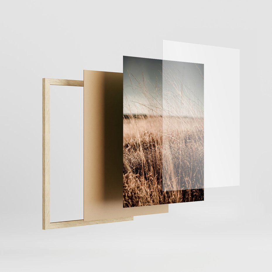 Zestaw obrazy w ramie, plakaty - przyroda, polne, krajobraz - rama drewno