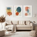 Zestaw obrazy w ramie, plakaty - abstrakcja,geometryczne,pastelowe - rama biała