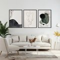 Zestaw obrazy w ramie, plakaty - abstrakcja,minimalizm,linie - rama czarna